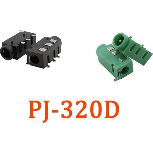 10Pcs/Lot PJ-320D 4 Pins 3.5mm Female Headphone Jack Connector PJ-320D 4Pin SMD PCB Mount Headphone Jack Audio Jack Accessories
