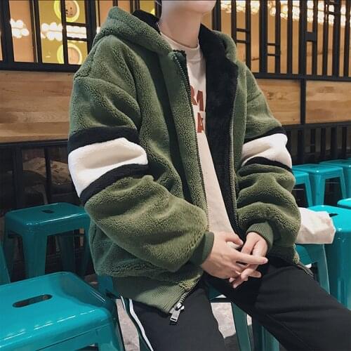 2020 Winter Mens Parkas Lamb Cotton-padded clothes Thicken Trench Velvet Windbreaker Loose Snow Jacket in Warm Coats M-5XL