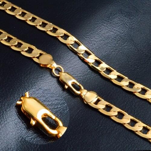 4/6/8/10mm Gold Color Cuban Link Chain Necklaces for Men Chain on the Neck Necklace Fashion Mens Statement Jewelry Accessories