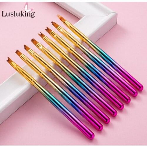 8Pcs/set Nail Art DIY Petal Flower French Brushes Smile Half Moon Shape Tools Painting Drawing Lines Gradient Pen