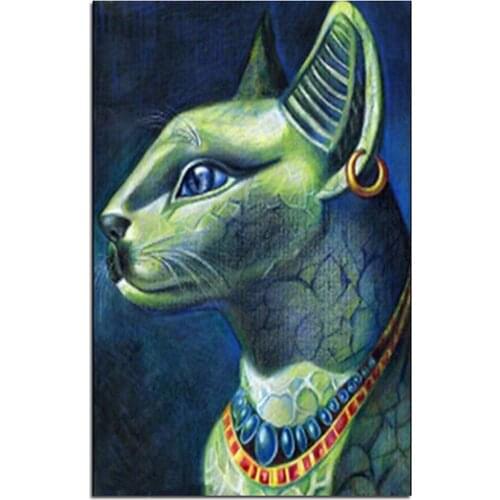 DIY Diamond Painting Egyptian Cat image to the Beast Diamond Mosaic Cross-stitch Needlework Craft Drill Cloth Picture Decoration