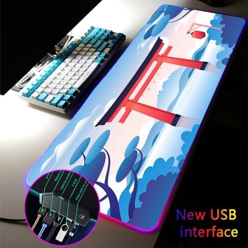 Japanese Torii Large RGB Gaming Mouse Pad Multi-interface Four USB Docking Dock USB HUB Typec Interface Gamers DeskMat MousePad