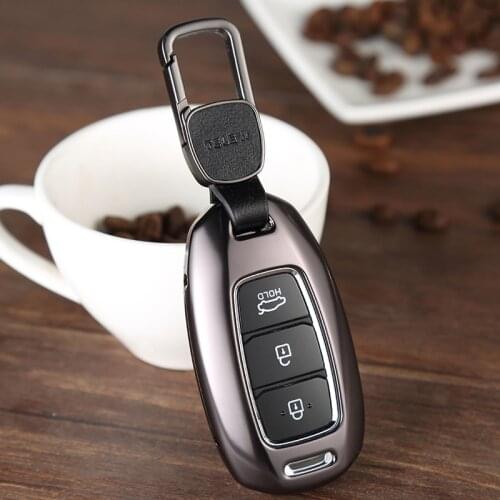 Aluminum Alloy Car Key Cover Shell Key Holder For Hyundai i30 Solaris Azera Grandeur Ig Accent Santa Fe Palisade KONA Encino