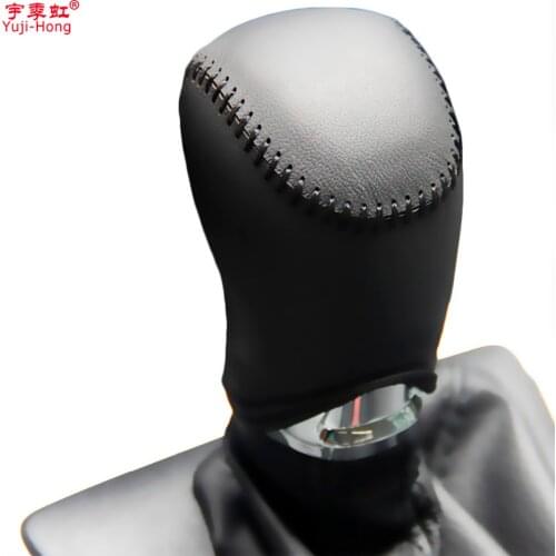 Yuji-Hong Car Gear Covers Case for SKODA Octavia Scout Fabia 2014 Automatic Shift Collars Genuine Leather Cover Hand-stitched