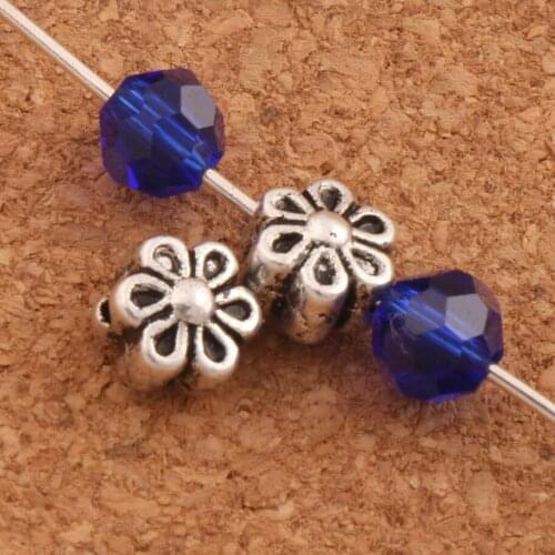 Daisy Flower Charm Beads 6.9x6.4mm 70PCS Zinc Alloy Metal Spacers Loose Bead Jewelry Findings L585