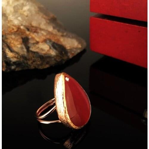 Dr Stone Natural Stone Women 'S Cat 'S Eye Stone Rose Gold Plated Ring KR 372884342