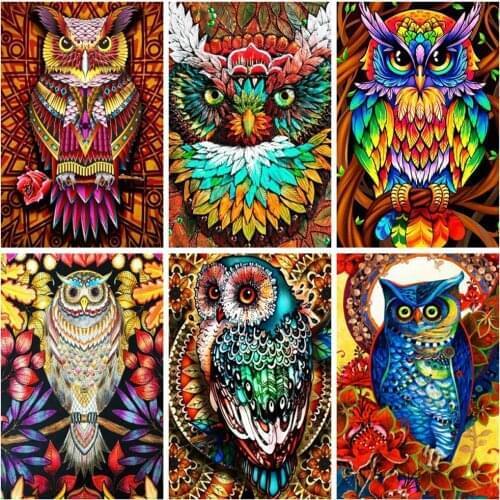 EverShine Diamond Mosaic Full Square Drill Animal Diamond Painting Owl Bead Embroidery Picture Rhinestones Cross Stitch Kits