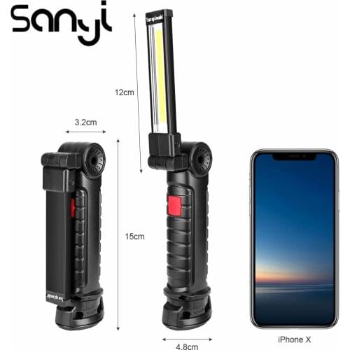 3800LM Work Light Torch LED+COB 180° Rotate Flashlight 5 Modes Powered By AAA Battery Lantern Flashlamp for Hiking/Camping