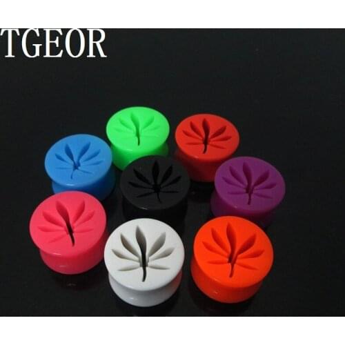 BRAND NEW 1 pair mixed 6 gauges ear expander saddle leaf laser cut acrylic ear plug FASHION FREE