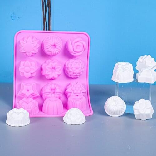 DIY epoxy resin baking mold 12 with rose pink silicone mold jelly mold sweet home crafts 3D pattern mold baking supplies