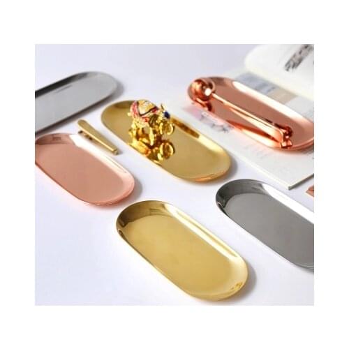 INS oval brass metal plate small pastry jewelry plate tray decoration pendulum storage tray