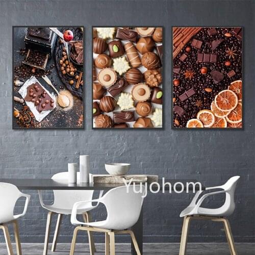Delicious Dessert Multicolor Lemon Fruit Sweet Food Chocolate Canvas Painting Nordic Poster Wall Picture Kitchen Room Decoration