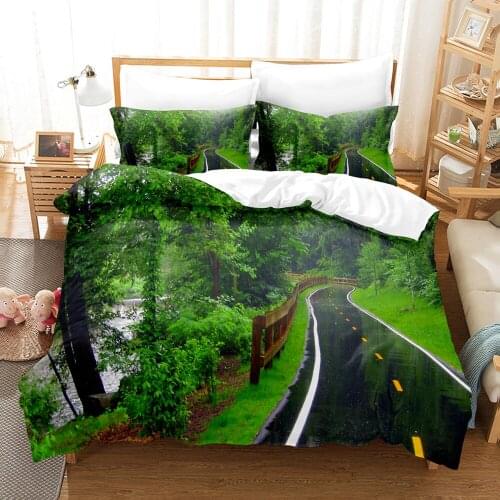 Beauty Tree Road Bedding Set Single Twin Full Queen King Size Tree Road Sky Bed Set Childrens Kid Bedroom Duvetcover Sets 007