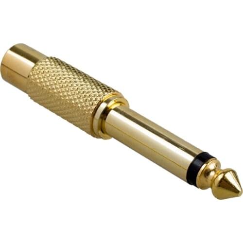 Hot 5pcs 6.35mm 1/4" Male Mono Plug To RCA Female Jack Audio Adapter Connector