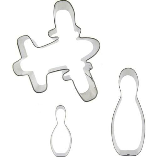 Mini Bowling , Bomber, Bowling shaped 3 piece biscuit cutting molds, baking tools, cake decorating soft candy tools