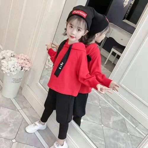Fashion New 2 Colors Girls Spring Autumn Sport Suits Kids Clothes Girl Casual Sets 3 4 5 6 8 12 Age Hooded Girls Clothes Outfits