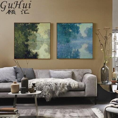 Monet Artwork Seine River Impressionism Oil Paintings Abstract Landscape Wall Pictures Decorative Quadros De Parede Para sala