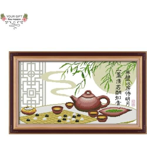 Joy Sunday Fine Tea With Soul Mate Home Decor Z209 Chinese Needlework Needlepoint Embroidery DIY Cross Stitch kit