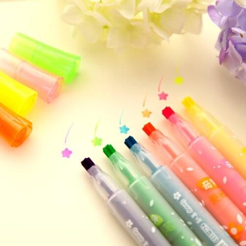 6 pcs/Lot Unusual Star Marker Color Highlighter pen Fluorescent Marker drawing pen office material School supplies 6260