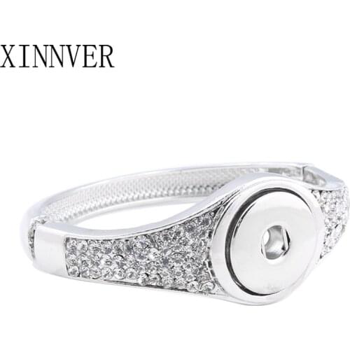 Newest Snap Bracelet&Bangles High Quality White Crystal Charms Bracelets For Women Fit 18mm Xinnver Snaps Button Jewelry ZE221