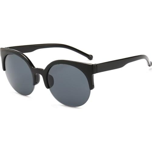 New Fashion Retro Designer Super Round Circle sun Glasses Cat Eye Womens Sunglasses Semi-Rimles Glasses Driver Goggles