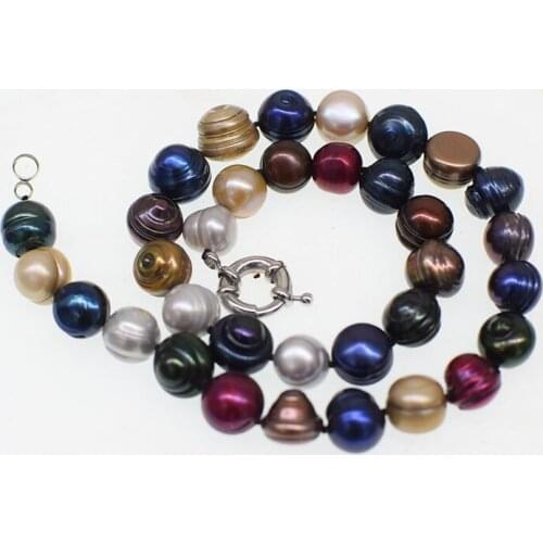 Freshwater Pearl MIXCOLOR 11-13MM Necklace Wholesale for women xmas gift 43cm