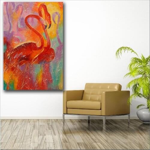 Printing Animal Flamingo abstract painting Wall Art Picture Home Decor Living Room Modern Canvas Print Paintings NO Frame