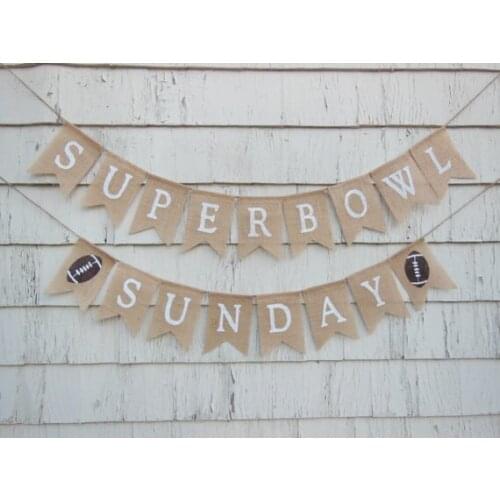 Personalized Superbowl football game burlap Banners birthday party Buntings garlands Photo Prop