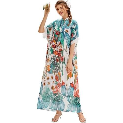 Flower Print Traditional Dashiki African Dresses For Women Plus Size Boubou Robe Africaine Femme Long Africa Maxi Dress Clothes