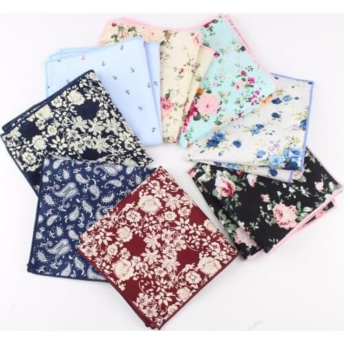 Paisley Cotton Handkerchiefs Woven Floral Printing Flower Pocket Square Mens Casual Square Pockets Handkerchief Towels