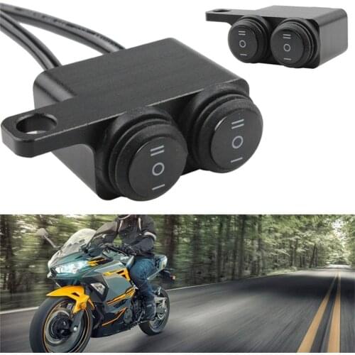 Sale Motorcycle Mirror Mount Switch Headlight Hazard Brake Fog Light Switch Waterproof Aluminum Dual ON-OFF-ON Switch Buttons