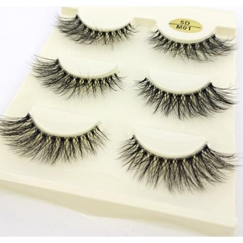 Mink Hair Eyelashes reusable Natural 3D Mink Messy Popular False Eyelash Full Strip Eyelashes Extension Transparent wide stem