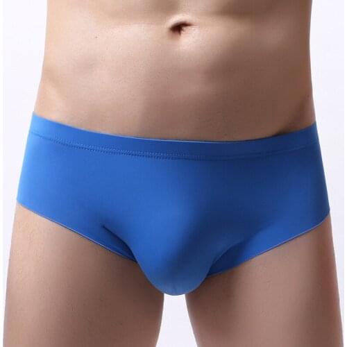 Sexy Underwear Men Briefs Shorts Thin Ice Silk Low Waist Panties Solid U Conve Pouch Seamless Underpants
