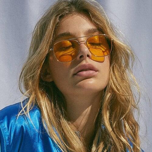 Vintage Metal Frame Eyeglasses Women Men Brand Designer Reflective Flat Lens Tourism Sunglasses Multi-Color Mirror Cat Eye Shade