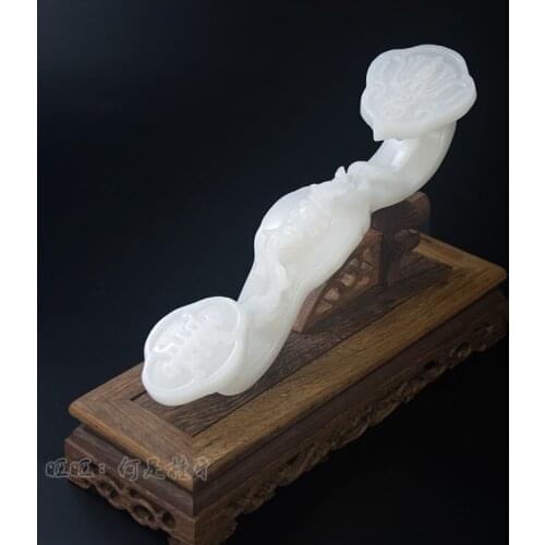 TOP GOOD office home Mascot efficacious Talisman Money Drawing Fortune WHITE JADE RUYI FENG SHUI Sculpture statue