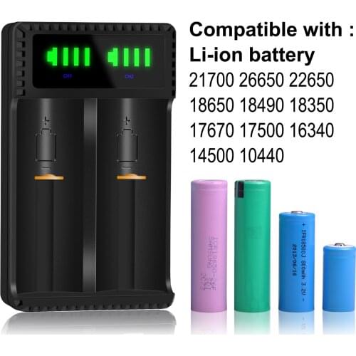 18650 Battery Charger Universal LED Dual USB Charger for Ni-MH/Cd AA AAA Li-ion 18490 18350 17670 17500 16340 RCR123 14500 10440