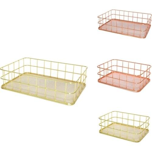 Nordic Iron Art Makeup Organizer Basket Eyeliner Brush Set Storage Cup Dressing Table Makeup Organizer Box