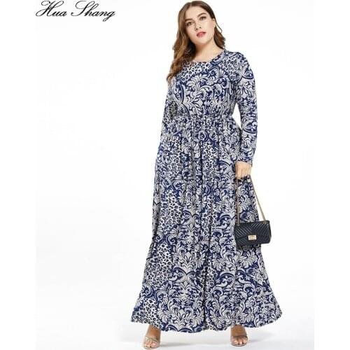6XL Plus Size Vintage Dress Women 2021 Autumn Winter Long Sleeve Retro Floral Print Casual Long Dress Ladies Tunic Maxi Dresses