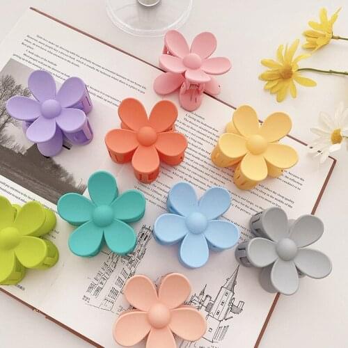 1pcs Fashion Cute Candy Colored Hairpin Flower Catch Clip Large Female Back Head Shark Hairpin Headdress Hair Styling Tools