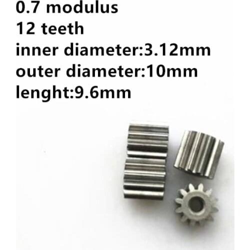 10pcs/lot 0.7 Modulus Iron Base Small Gear 12 Teeth Bore 3.12mm for DIY Aircraft Parts Model Spindle Miniature Pinion