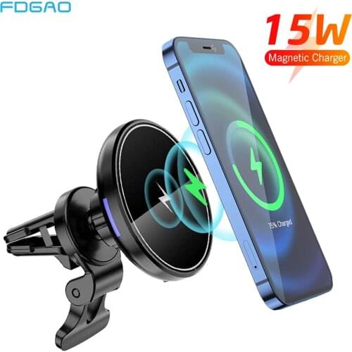 15W PD Car Magnetic Induction Wireless Charger Phone Holder Air Vent For iPhone 12 Pro Max Mini Car Mount Qi Fast Charging Stand