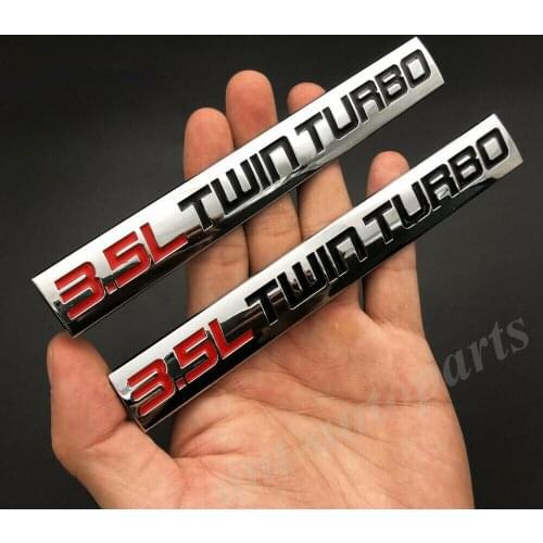 2pcs Metal Chrome 3.5L Twin Turbo Engine Car Trunk Emblem Badge Decals Sticker