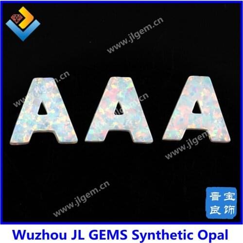 20pcs/lot) Synthetic Opal Fire Snow White 26 Letter Pendant For Making Letter Opal Necklace Letter Of The Alphabet ABC Charm
