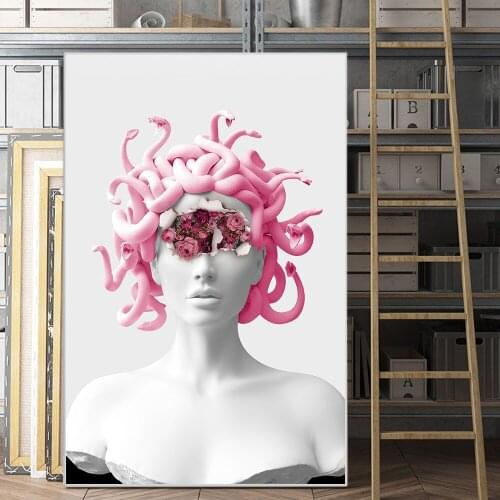 Abstract Beauty Sex Woman Wall Art Canvas Painting Snake Head Nordic Retro Poster Sex Girls Printing Picture Living Room Decor
