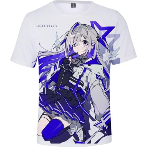 Anime HOLOLIVE VTuber Amane Kanata 3D Print Spring Summer Preppy Men/Women Street Clothes T-shirt Streetwear Kawaii Style Kawaii