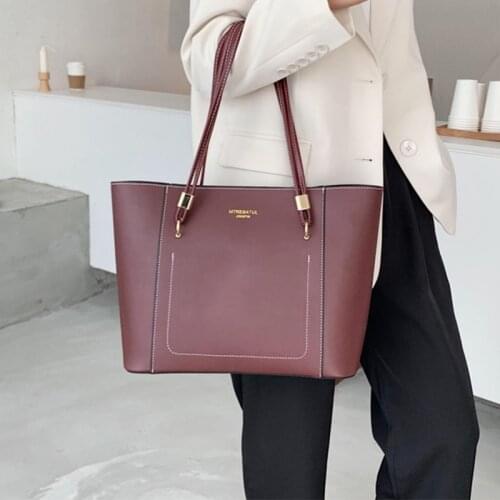 Big Leather Hand Bag for Women 2020 Designer Large Capacity Lady Laptop Tote Shoulder Bags Female Simple Casual Shopping Handbag