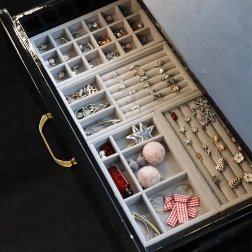 Velvet Ring Earrings Display Tray Slot Fashion Jewelry Cufflinks Organizer Holder Case Box Showcase Ring Earring Jewelry Display