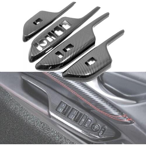 Carbon fiber look interior door armrest glass button decorative stickers modification supplies For Honda Civic 10th 2017-2020