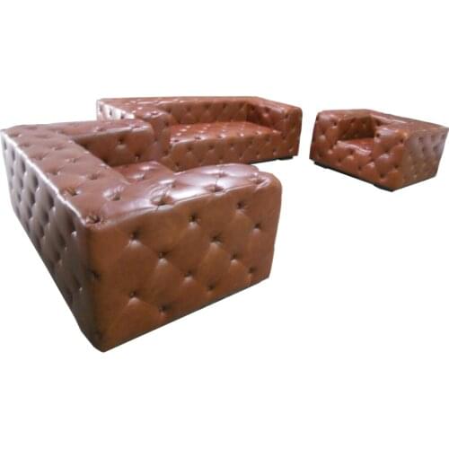 Living room Sofa full oil wax real genuine leather couch chesterfield sofa set 1+2+3 seat muebles de sala cama puff asiento sala