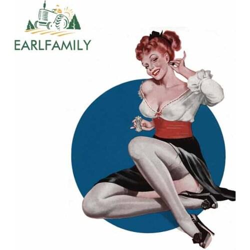 EARLFAMILY 13cm x 9.8cm for American Retro Beauty Fine Decal DIY Car Stickers Fashion Anime Waterproof Decal Suitable for VAN RV